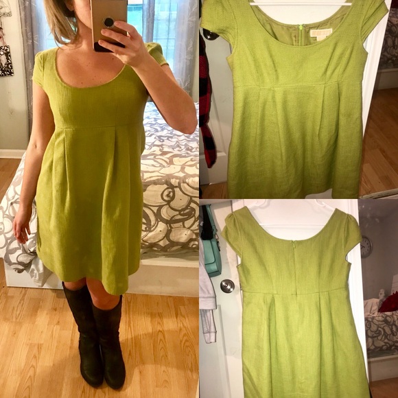 Michael Kors Green Babydoll Dress W/ Pockets - Picture 1 of 4