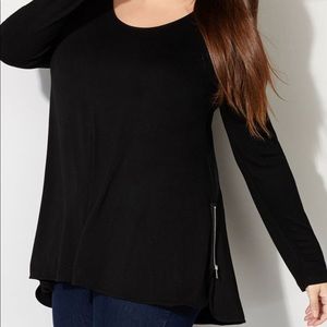 Avenue Black Long Sleeve Top W/ Zipper Sides 22/24