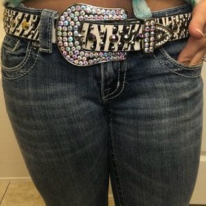 Zebra bling belt