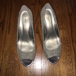 sparkly silver heels
