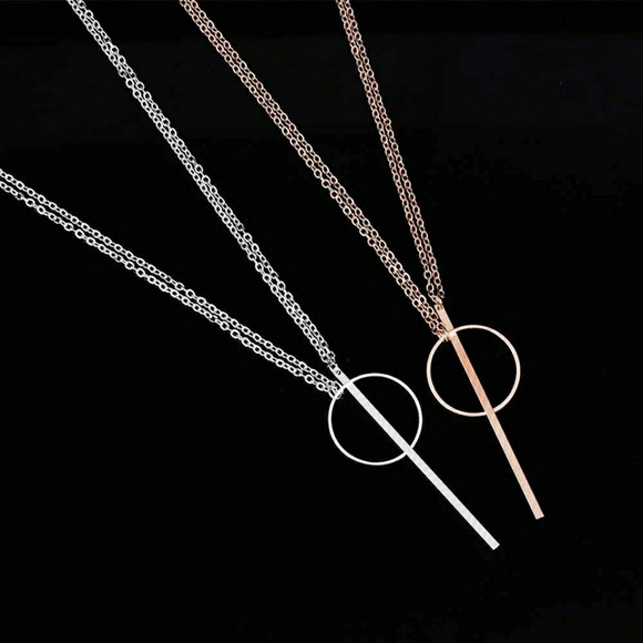 5 for $25 Long Bar Circle Necklace - Picture 2 of 7