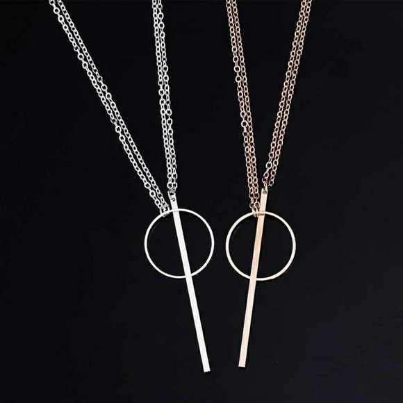 5 for $25 Long Bar Circle Necklace - Picture 6 of 7