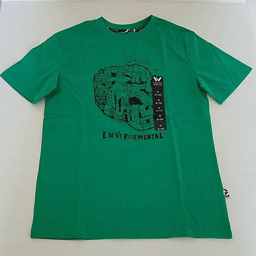 NEW Shaun White Size 8 -10 Boy Green Environment T