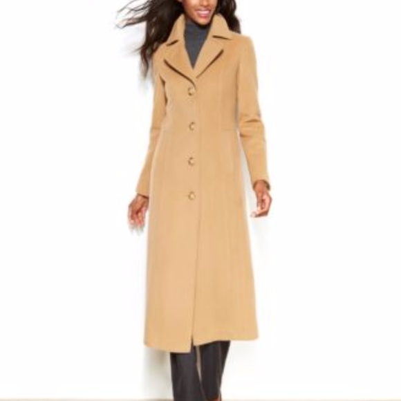 calvin klein single breast cashmere blend walker coat