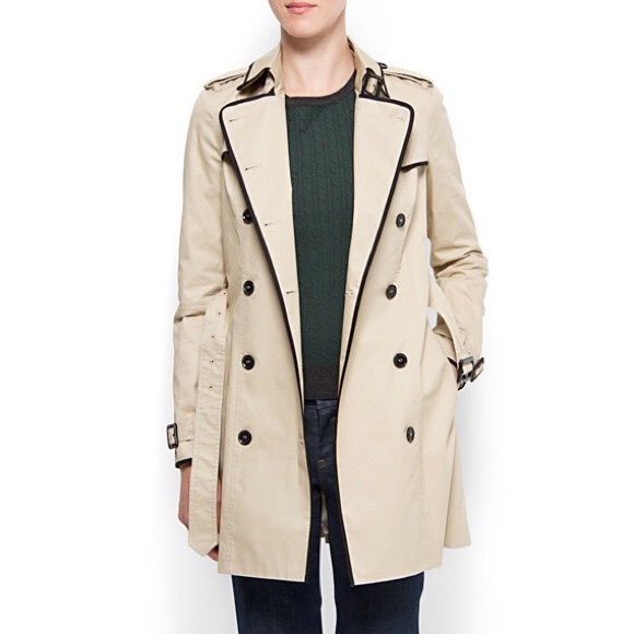 SOLD - Contrast Trim Trench Coat - Picture 6 of 8