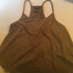Army green crop top with open back