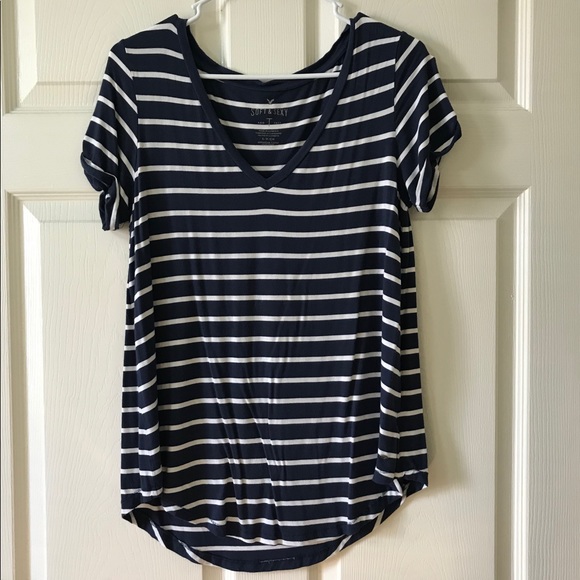 navy and white striped T - Picture 1 of 1