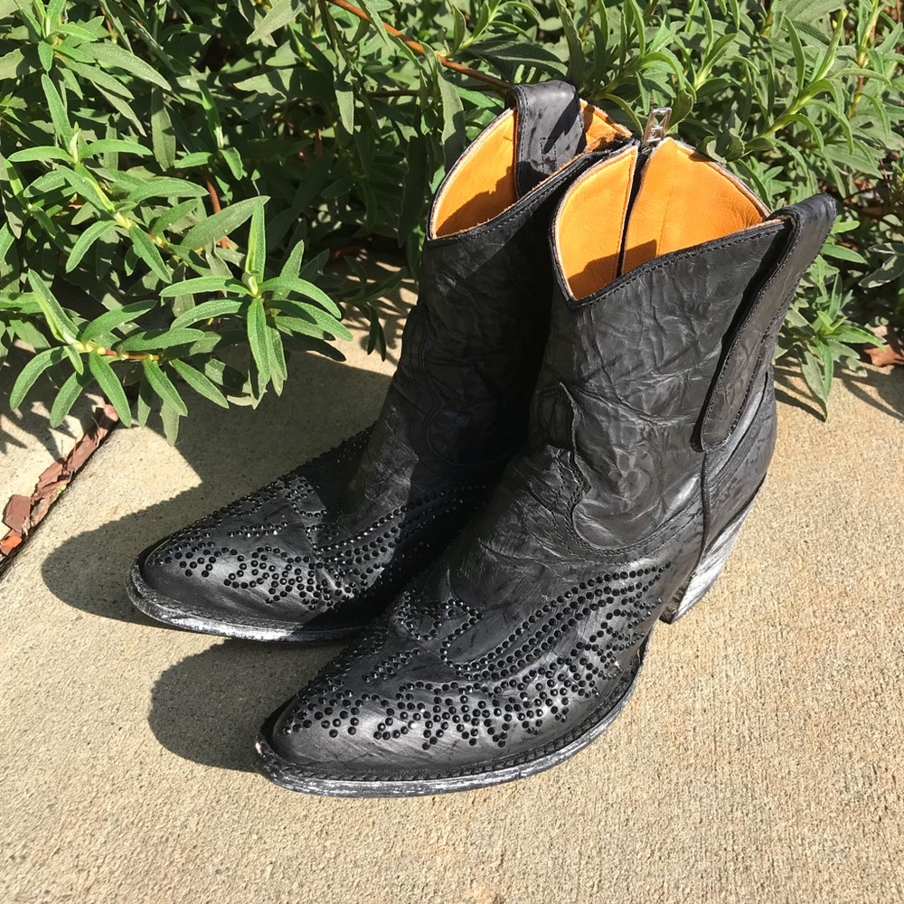 Old Gringo Swarovski Eagle Boots Black Short