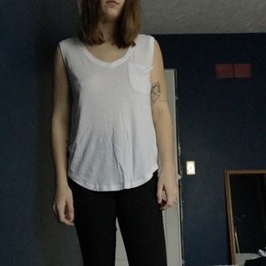 Anthropologie white v neck pocket tank