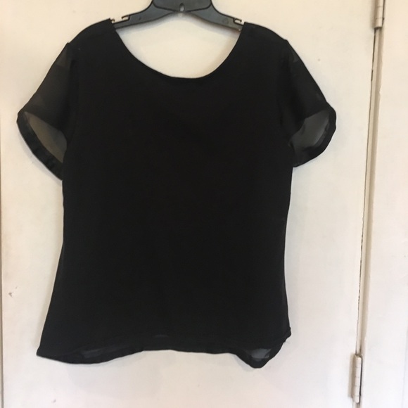 Old Navy Black Sheer Striped Top, Size L - Picture 2 of 2