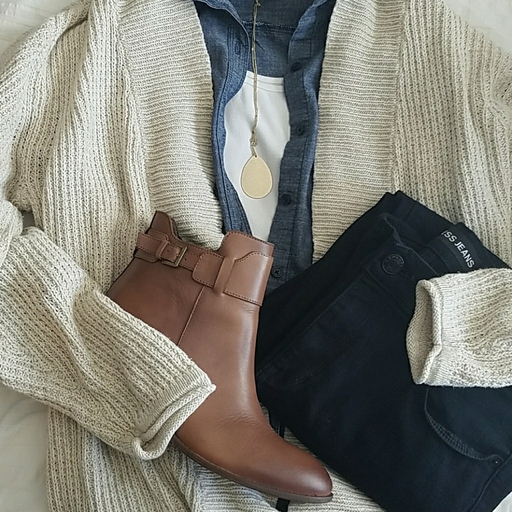 Chunky knit cream open cardigan