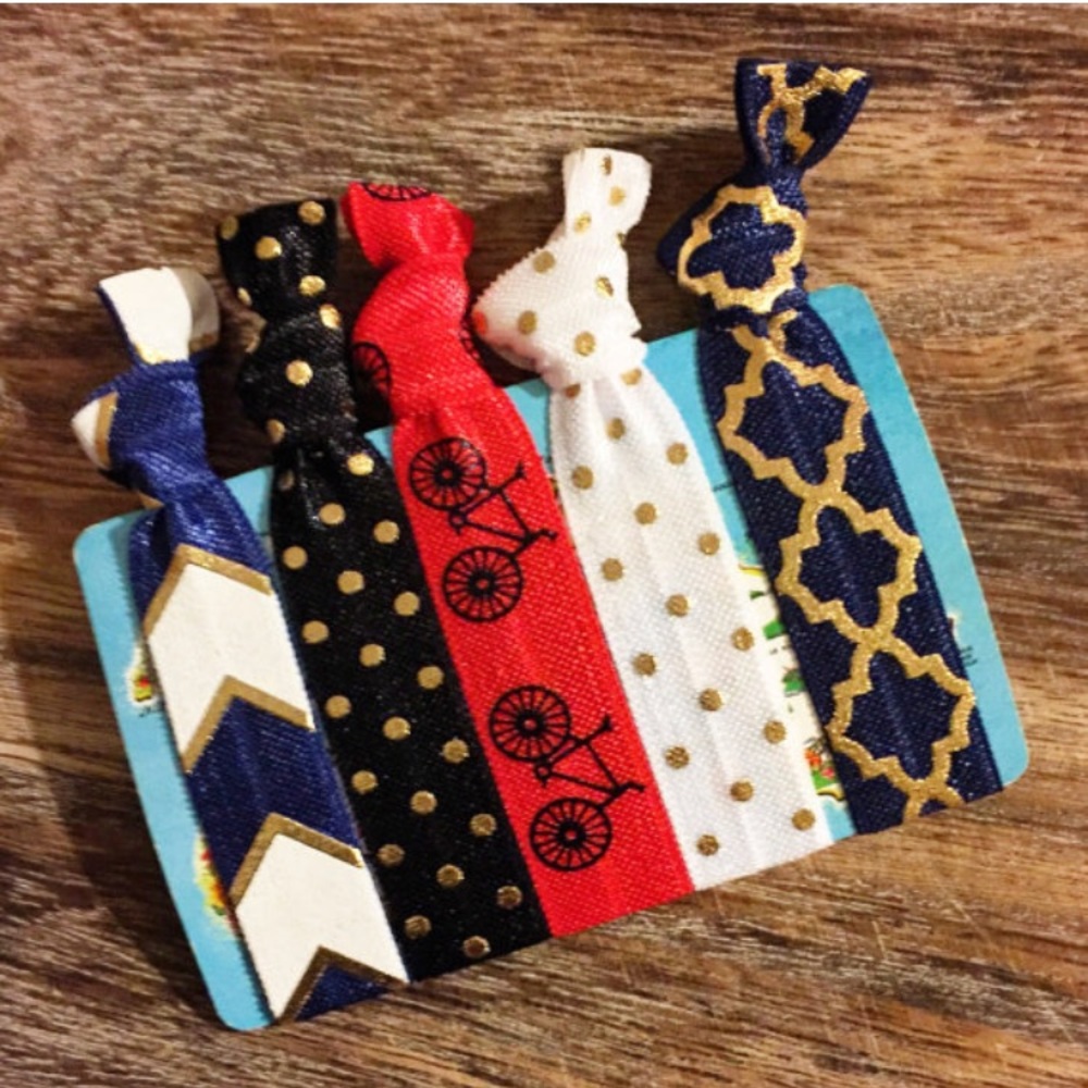 Red, navy, & black hair tie bundle bicycles gifts