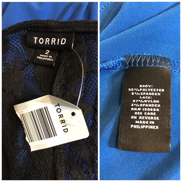 Torrid Faux Wrap Surplice Dress Lace Back Pockets - Picture 8 of 8