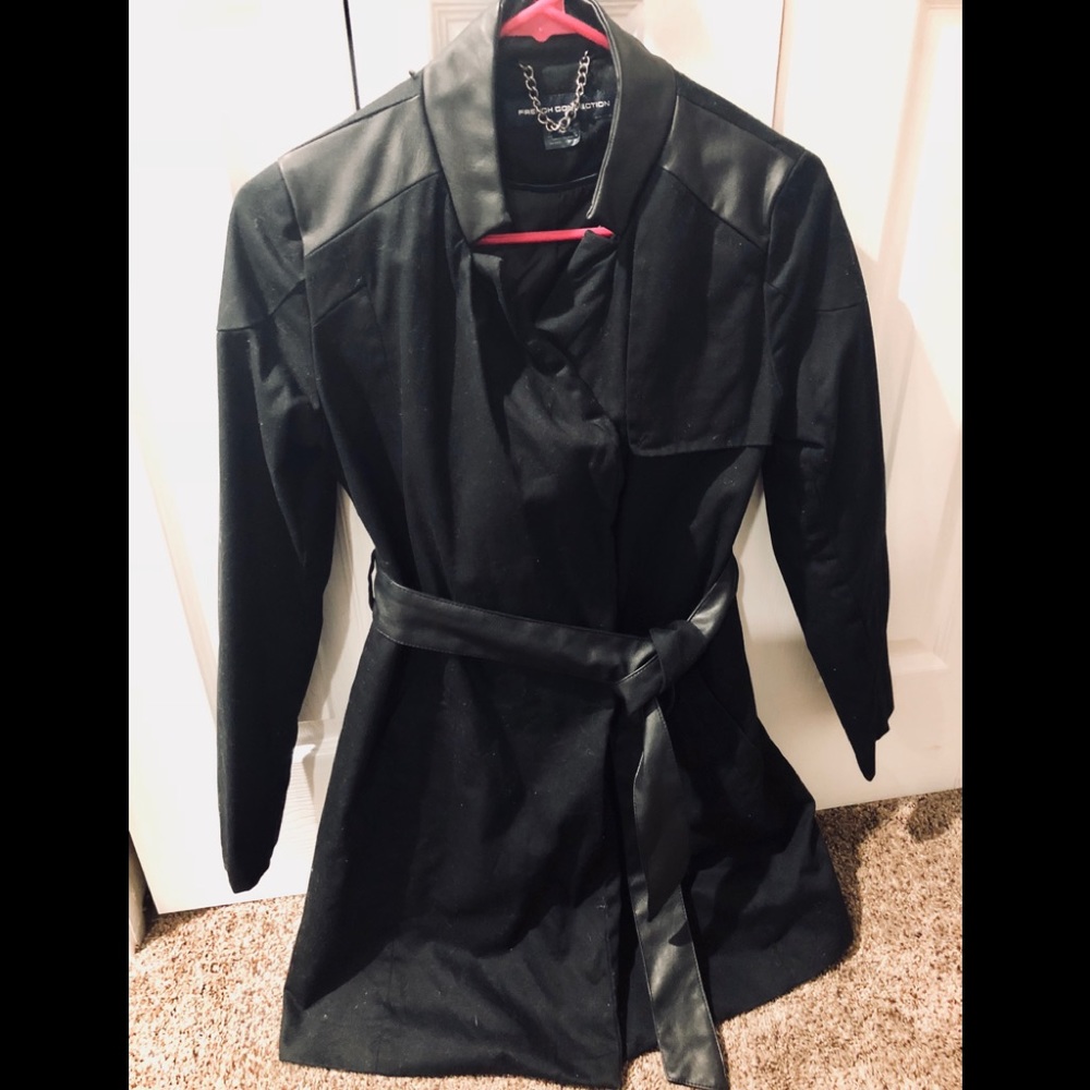 French Connection Black faux leather trim jacket