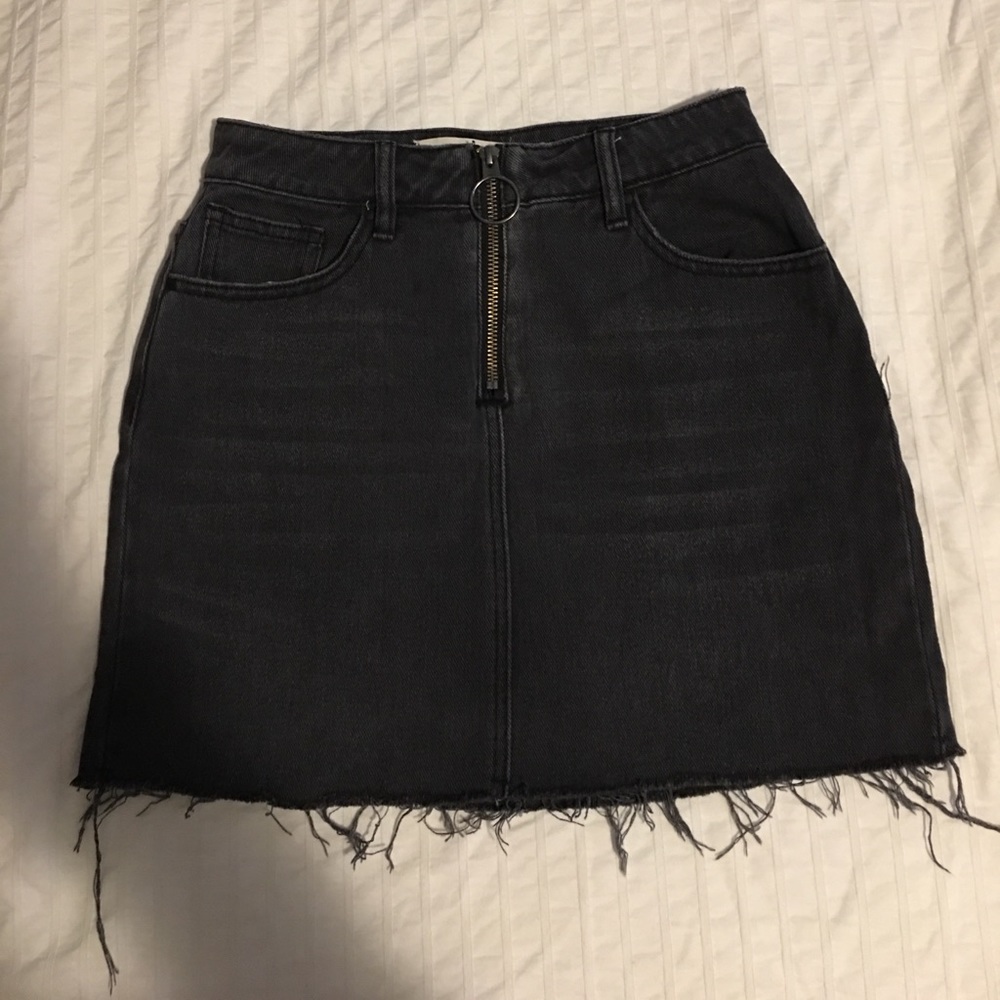High waisted black jean skirt