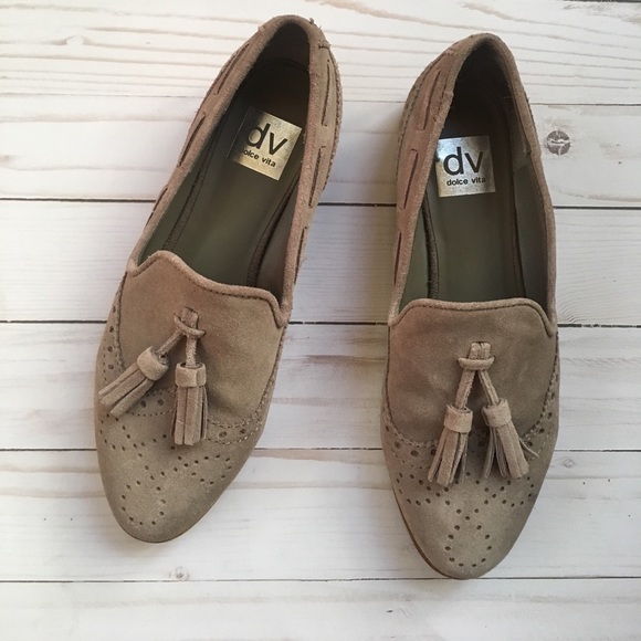 DV by Dolce Vita Shoes - Dolce Vita Millie Tassel Taupe Suede Loafers