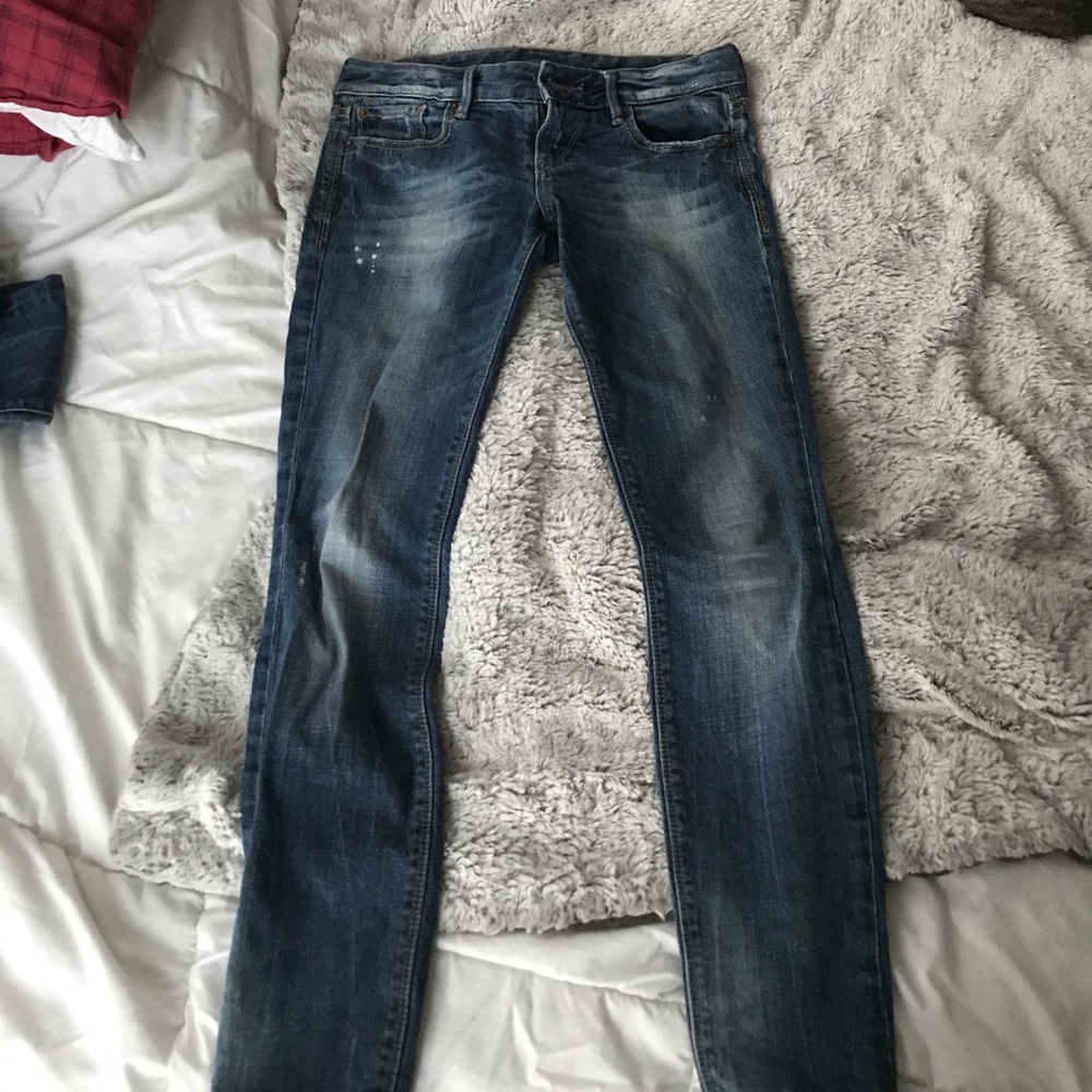 Distressed skinny jeans by express