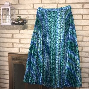 Chico’s Full Length Blue/Green Pleated Skirt