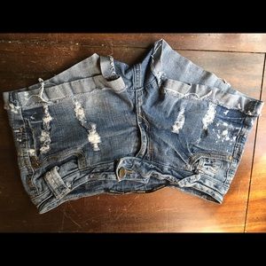 1 grey & 1 blue denim shorts