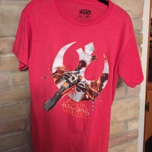 Star Wars the force awakens red tee shirt.