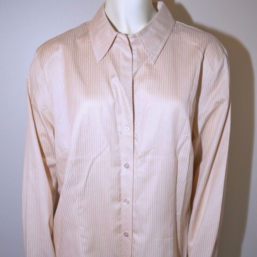 Size 14 Large Talbots Beige Striped Button Down