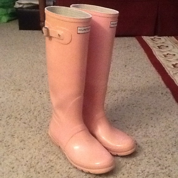 Hunter Shoes - HUNTER SIGNATURE TALL PINK RUBBER RAIN SNOW BOOTS