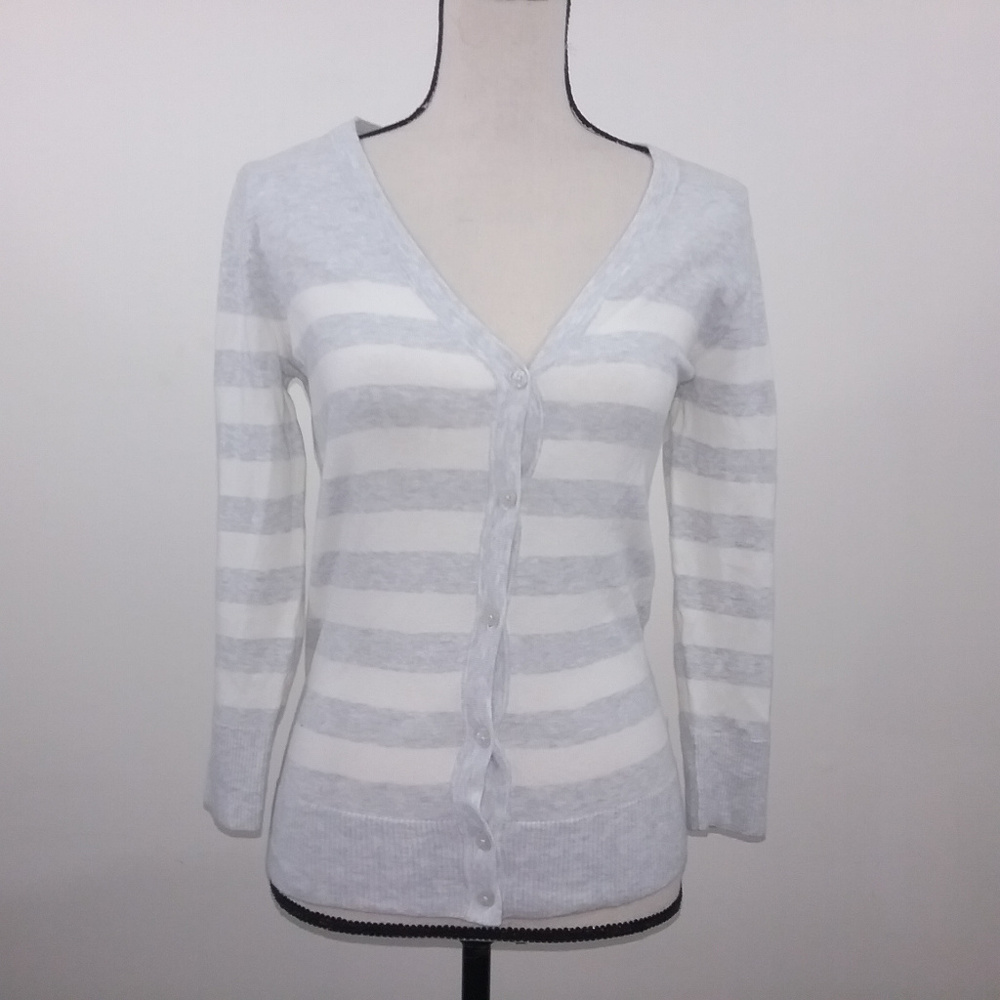 Merona Womens Cardigan Size XS Gray White (A29)