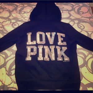 Victoria Secret fur lined, sequined zip-up