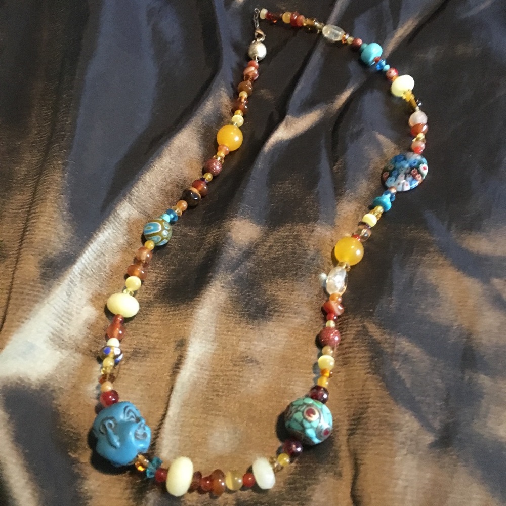 Multi-colored stone necklace
