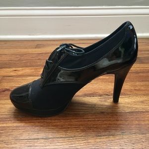 Patent Leather/Fabric Stretch Booties