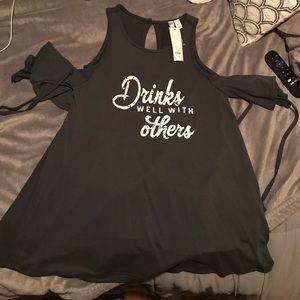 Off the shoulder graphic tee