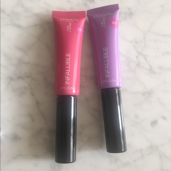 New Lot Of 2 Loreal Infallible Lip Paints Nwt