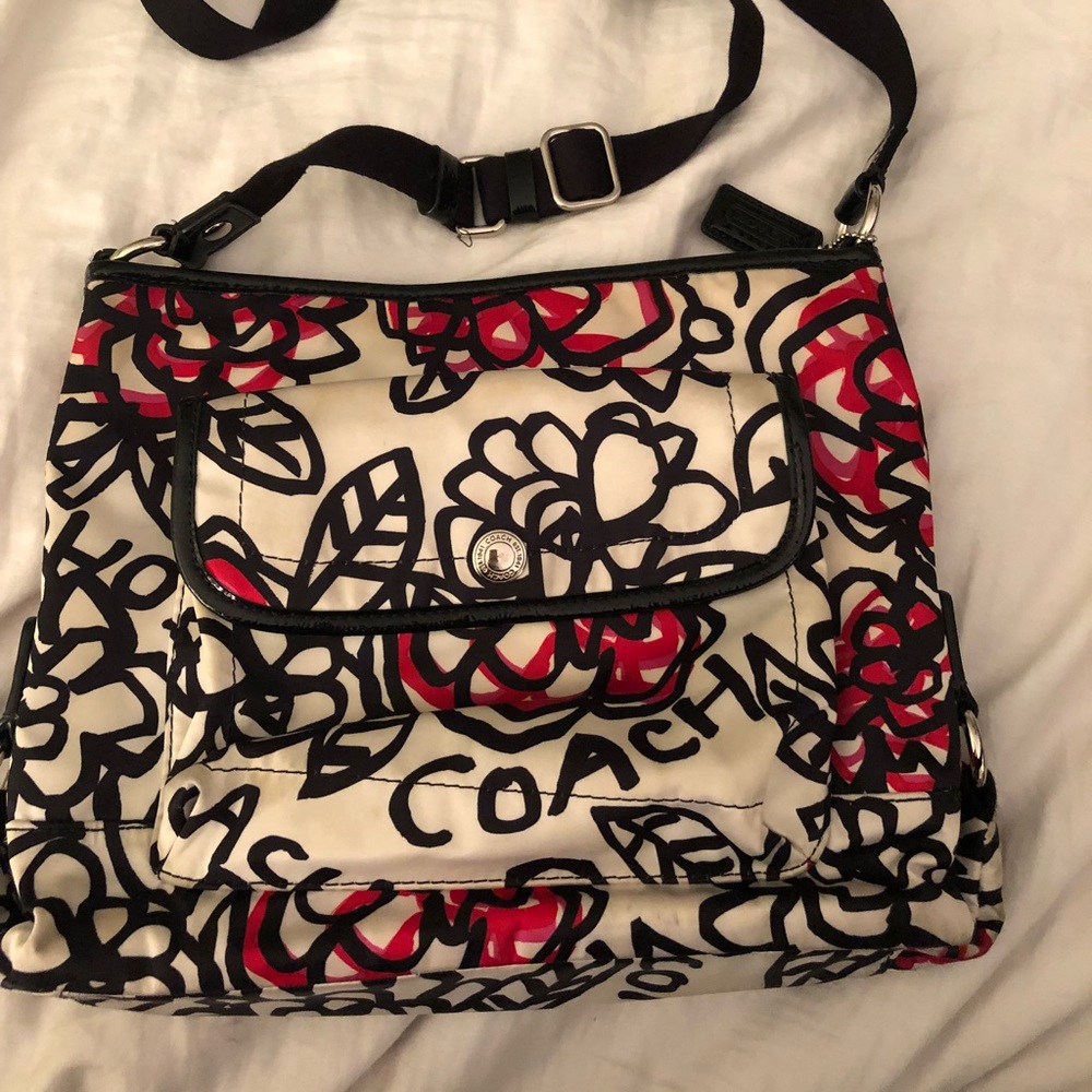 EUC Satin Coach Crossbody Bag