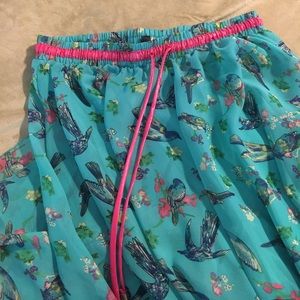 Bird Pattern Maxi Skirt