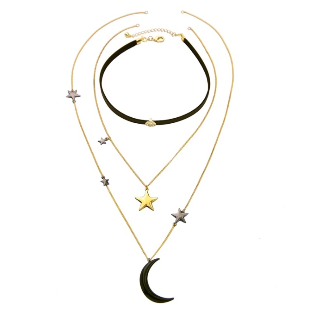 Layered Moon and Stars Necklace - Picture 3 of 8