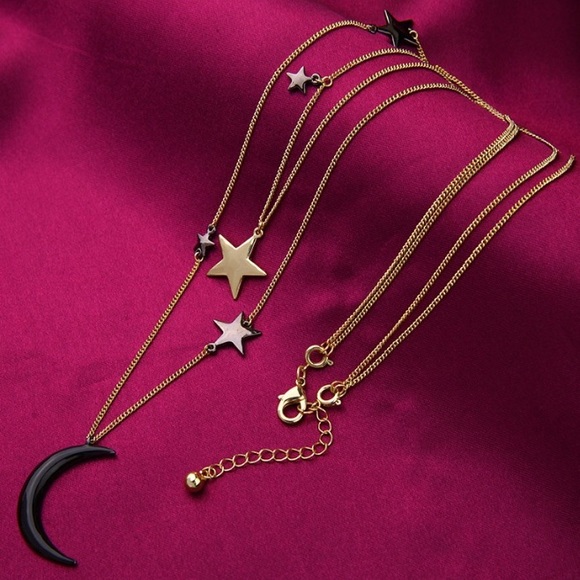 Layered Moon and Stars Necklace - Picture 2 of 8