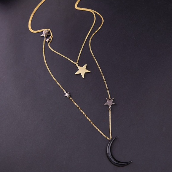 Layered Moon and Stars Necklace - Picture 6 of 8
