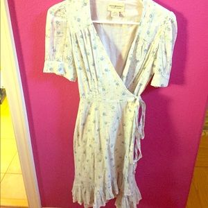 Printed baby blue old fashioned dress.