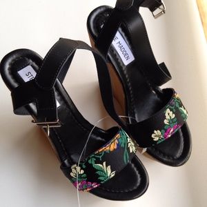 Steve Madden Floral and Bamboo Wedges