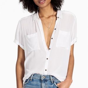 Lucky Brand Safari Top Shirt Blouse White XS