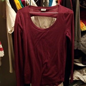 Burgundy long sleeve PINK shirt