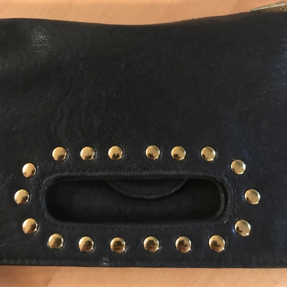 Black leather clutch