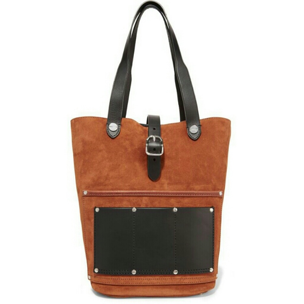 Mason leather-trimmed suede tote