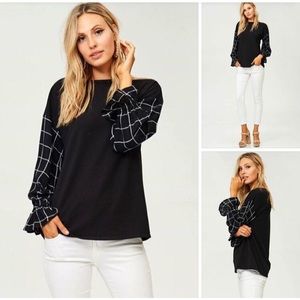 Black and White Contrast Sleeve Top