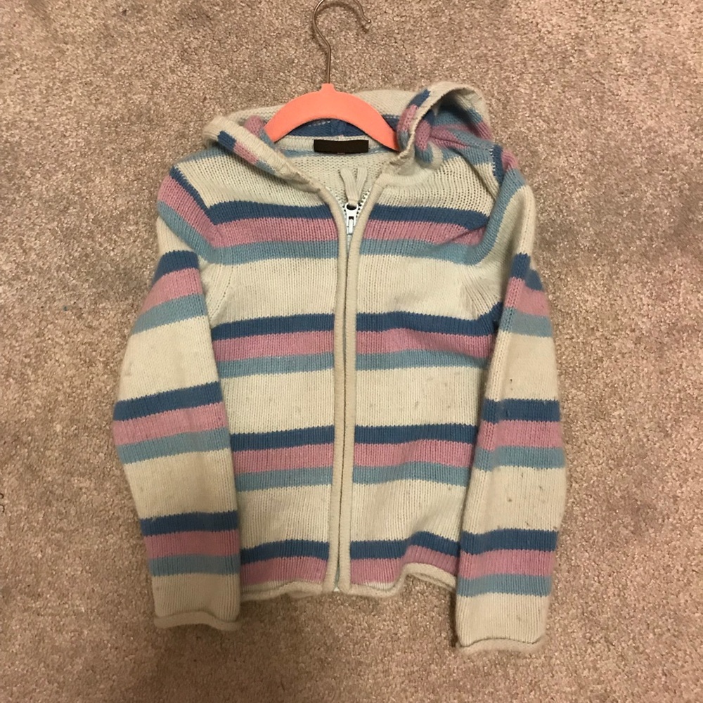 Striped zip up sweater