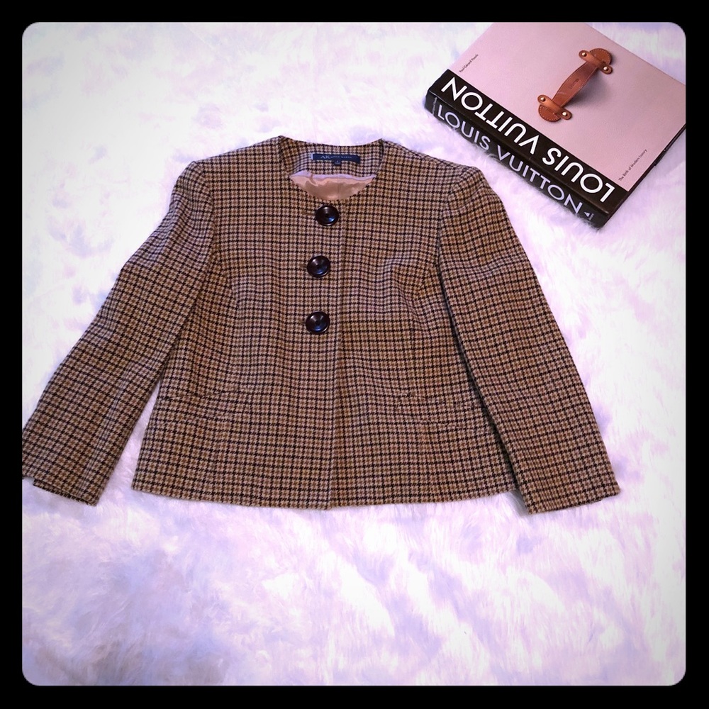 5/20 Anne Klein Brown Houndstooth Blazer, Size 4