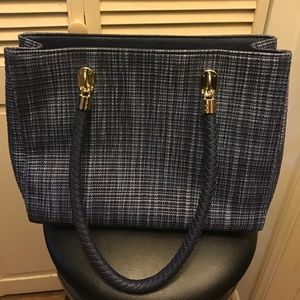 Cole Haan Blue Benson Straw Tote
