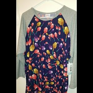 NWT Lularoe 2XL Tulips Floral Print Randy
