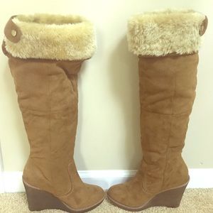 Zigi Soho Gwyneth Fold Over Wedge Faux Fur Boots