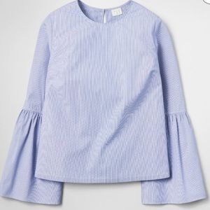 Striped Bell Sleeve Poplin Top